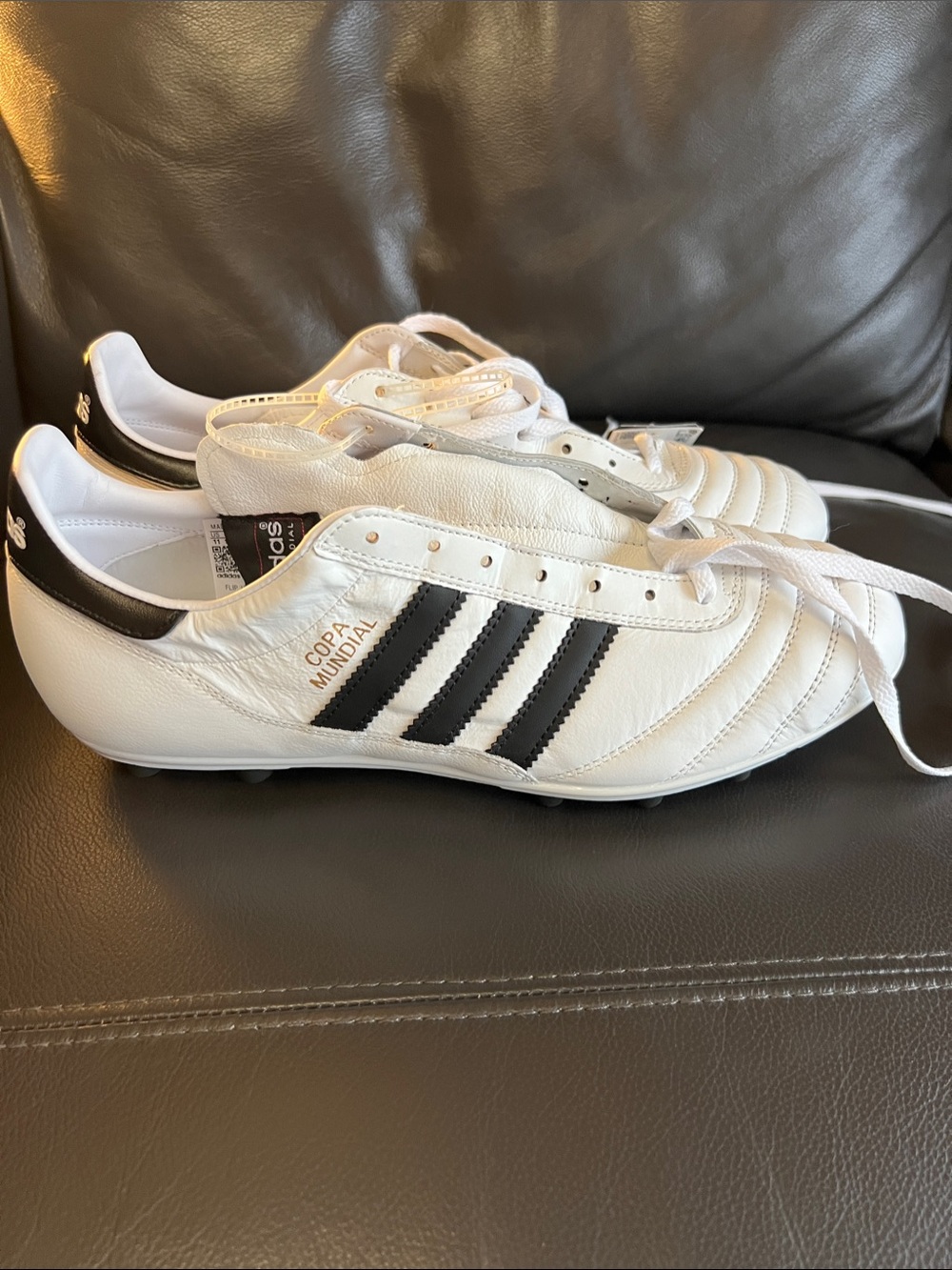 adidas White and Black Copa Mundial Athletic Soccer Cleats